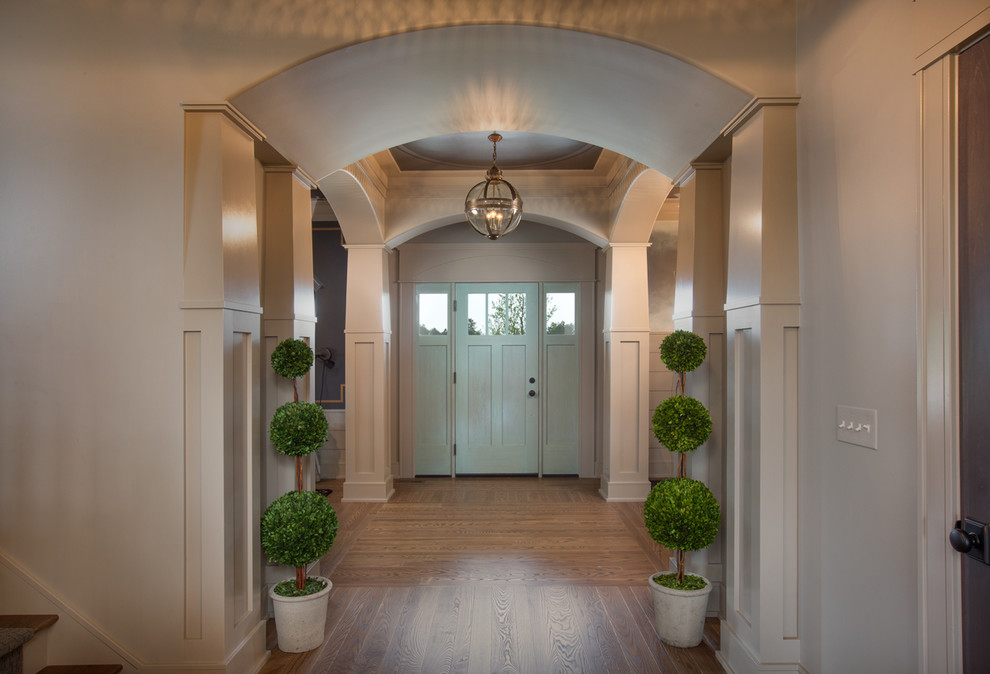 Inspiration for a transitional entry hall in Columbus with a single front door.