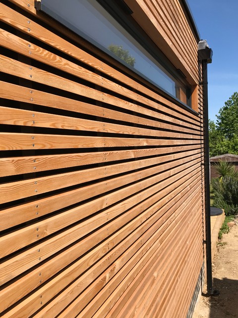 Simplistic Timber clad extension trendy-hus-og-facade