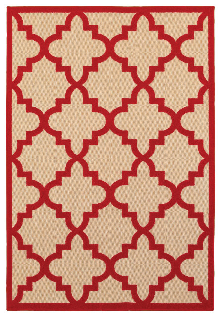 Oriental Weavers Cayman Sand/ Red Geometric Indoor/Outdoor Rug 1'10"X3'3"