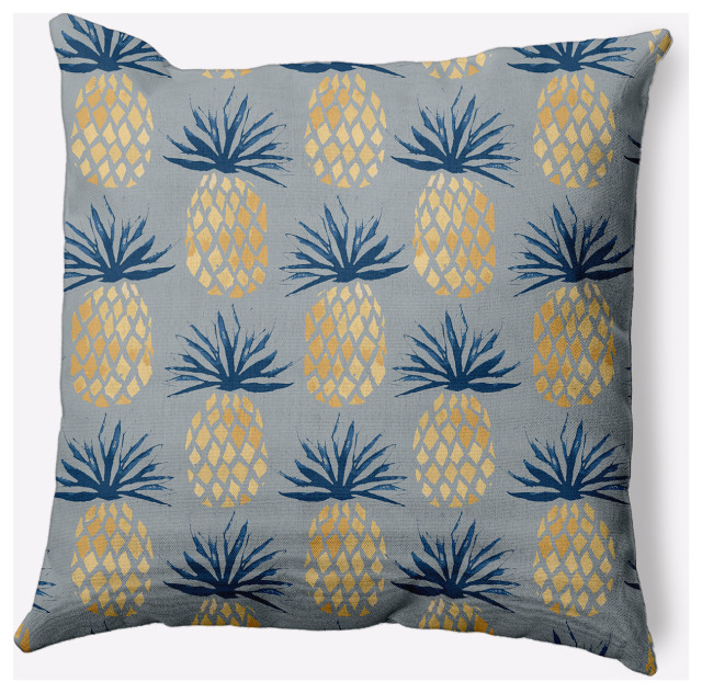 20x20" Pineapple Stripes Nautical Decorative Indoor Pillow, Pretty Grey