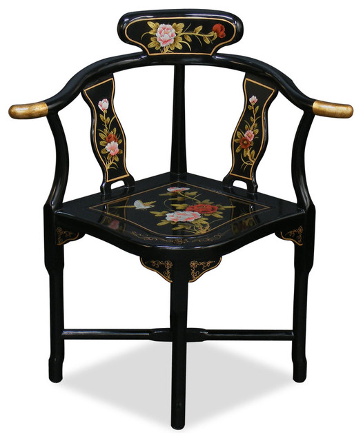 China Furniture and Arts Black Lacquer Flower Design