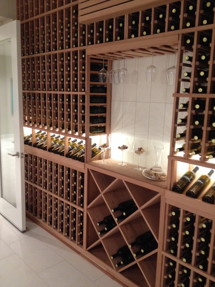 Example of a mid-sized trendy wine cellar design in Orange County