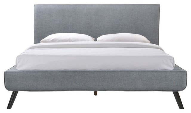 Queen Size Mid Century Platform Bed, Queen Platform Bed Frame With Upholstered Headboard