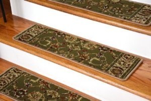 Dean Premium Carpet Stair Tread Rugs - Elegant Keshan Sage 31" W