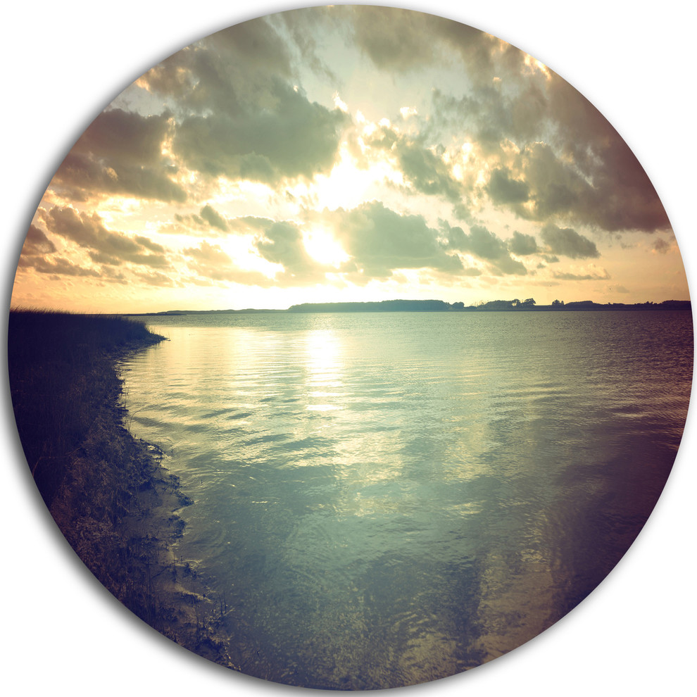 Dark Seascape With Cloudy Sky, Seascape Disc Metal Wall Art, Disc of 11