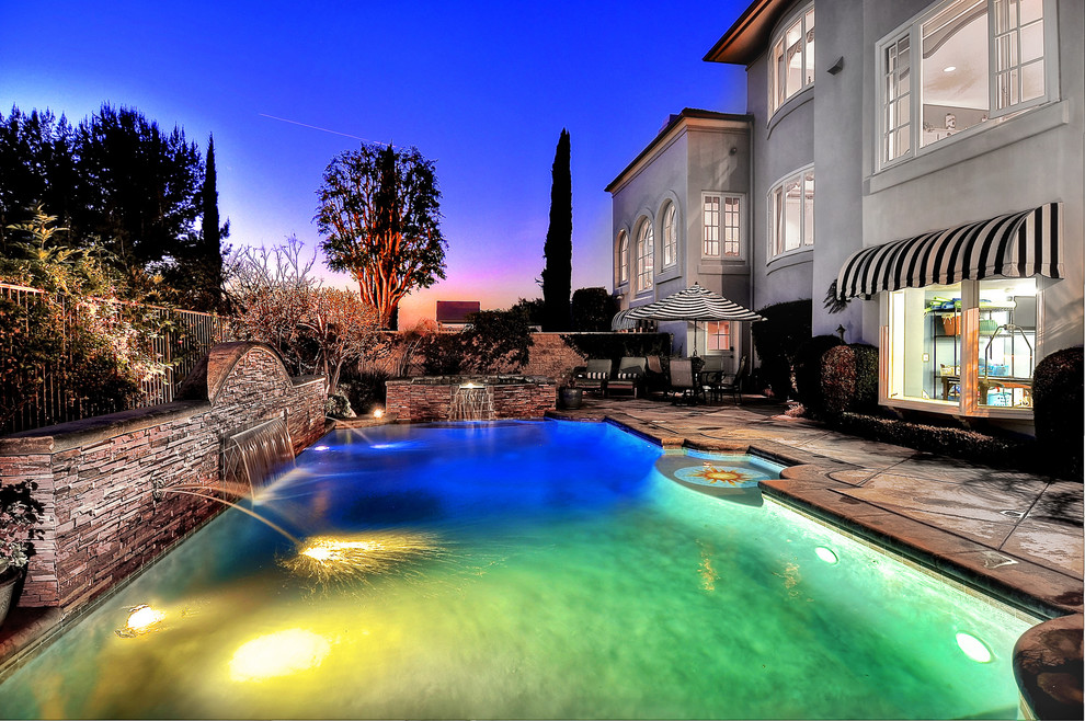 Inspiration for a mediterranean pool in Orange County.