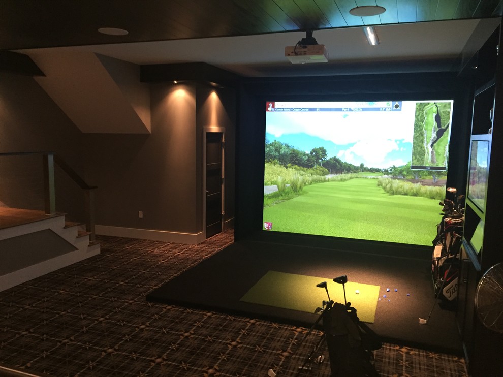 Golf simulation room - garage conversion