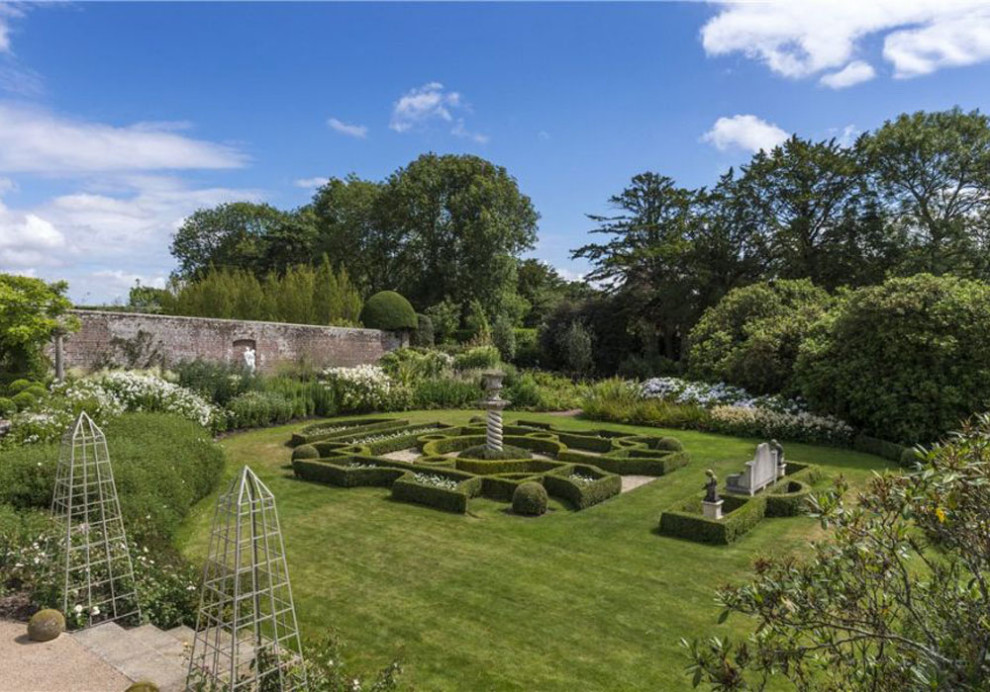 Large Formal Garden with Ornamental Lake and Bridge Traditional