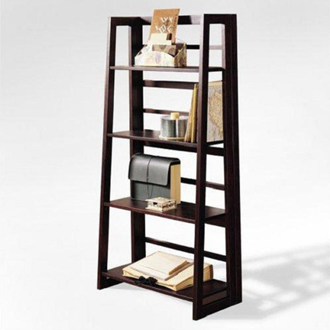Espresso Finish 4-tier Ladder Bookcase Display Shelf