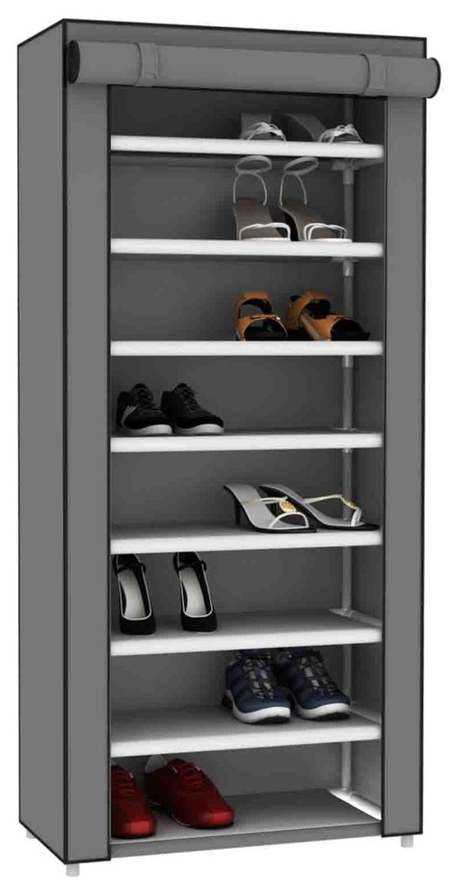 Portable Polyester Shoe Closet Gray, Sunbeam Storage Closet With Shelving