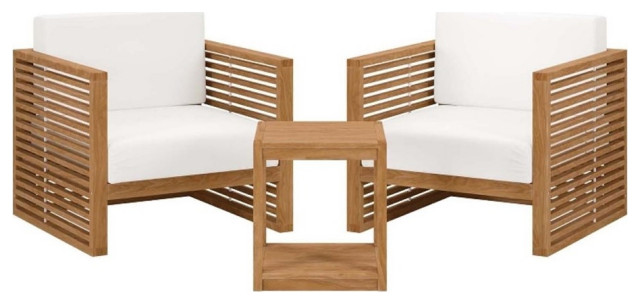 MODWAY Marina Outdoor Patio Teak Rectanglular Coffee Table - Natural