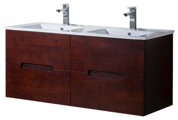 Wall Mount Bathroom Vanity Elton 48 Double Sink With Porcelain Top Wall Mount Bathroom Vanity Elton 48 Double Sink With Porcelain Top Dark Walnut