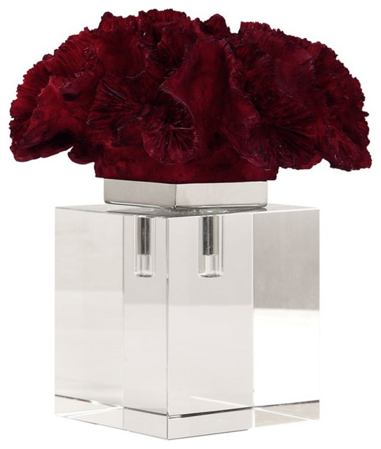 Bowery Hill Contemporary Coral Cluster Sculpture in Red Decorative