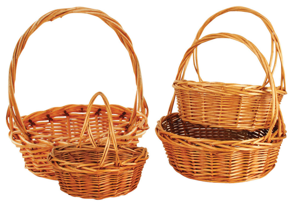 Wald Imports Brown Willow Decorative Nesting Storage Baskets, Set of 4