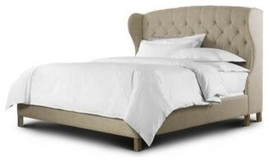 Curations Meredian Wing King Bed, Beige