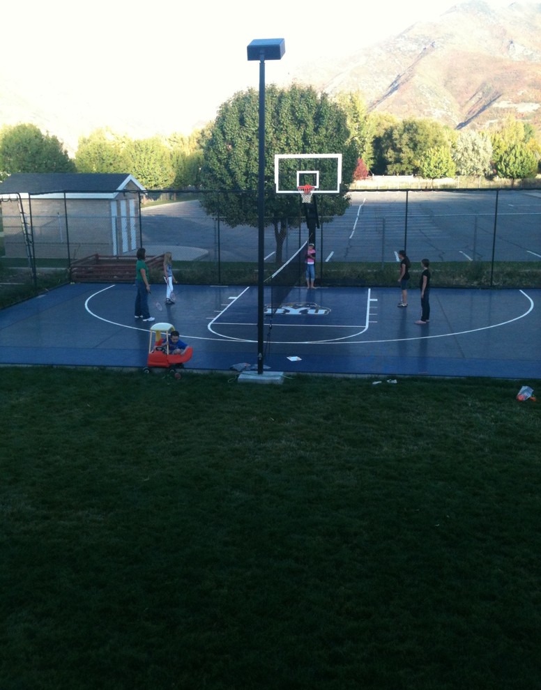 Inspiration for a large traditional backyard partial sun outdoor sport court in Salt Lake City.
