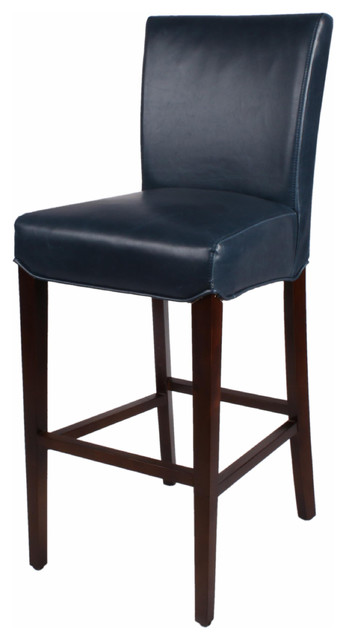 Milton Bonded Leather Bar Stool With, Blue Leather Bar Stools