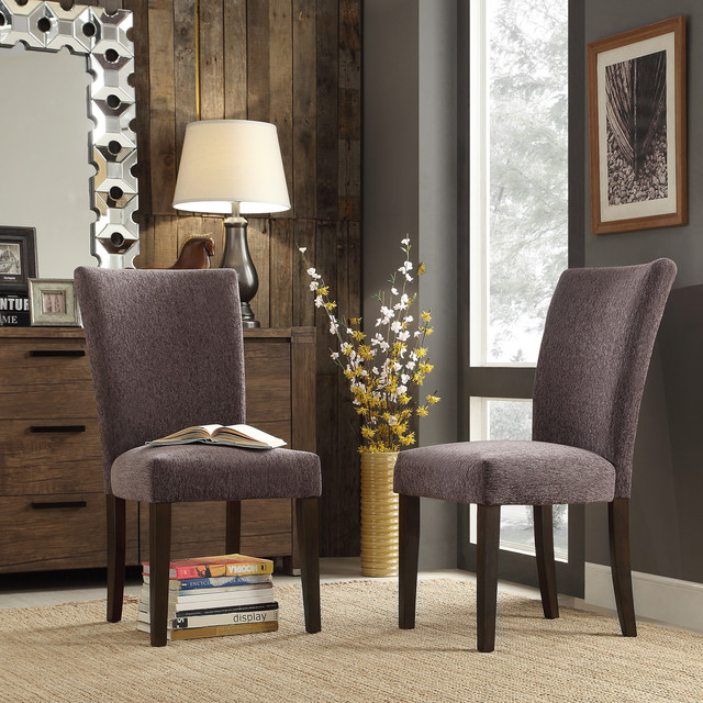 INSPIRE Q Catherine Dark Grey Chenille Parsons Dining Chair (Set of 2)