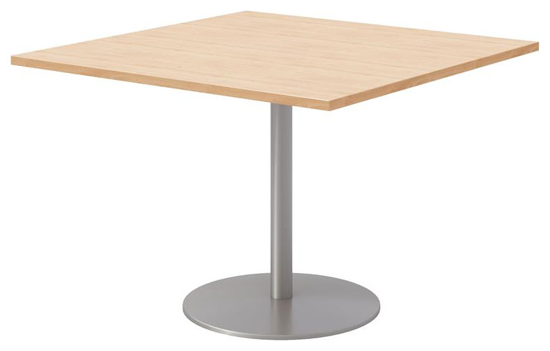 42" Square Pedestal Table - Maple Top - Silver Base