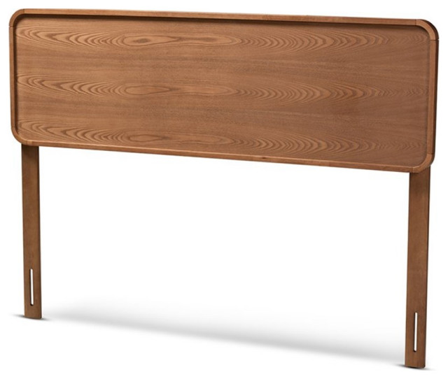 Bowery Hill MidCentury Wood King Headboard with Curved Edges in Walnut