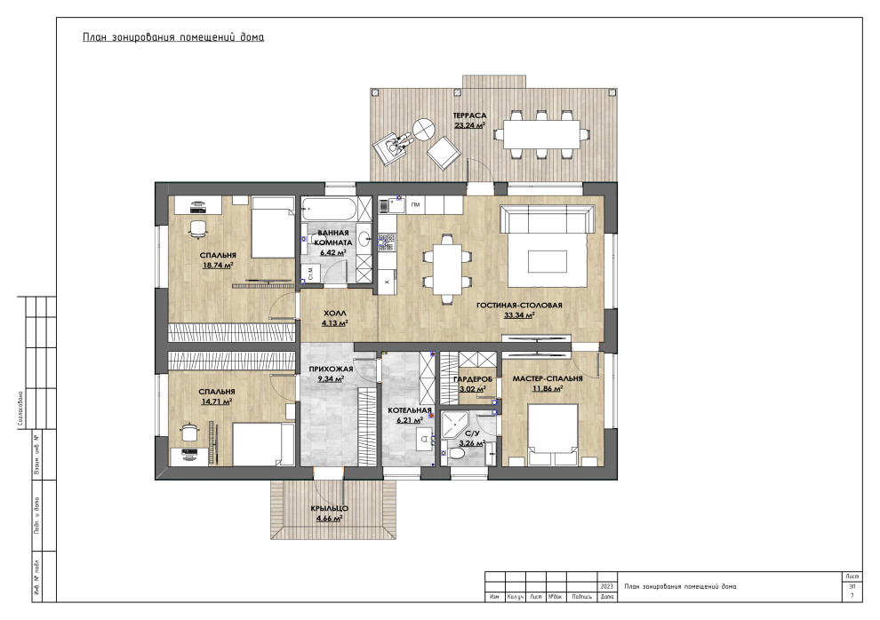 Одноэтажная дача с фальцевой кровлей