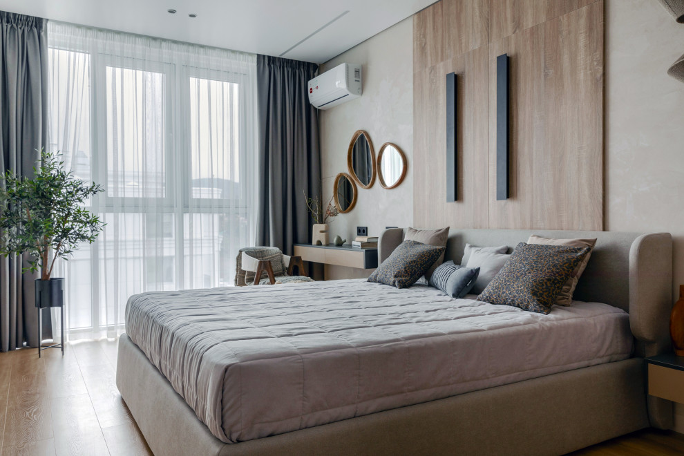 Фото. Теплый минимализм с мрамором и деревом, 62 кв.м.