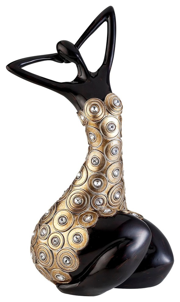 Gold Lady Statue Traditional Decorative Objects And