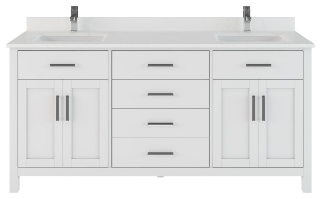 Kali Vanity With Power Bar And Drawer, 72 Inch White Bathroom Vanity Base Only