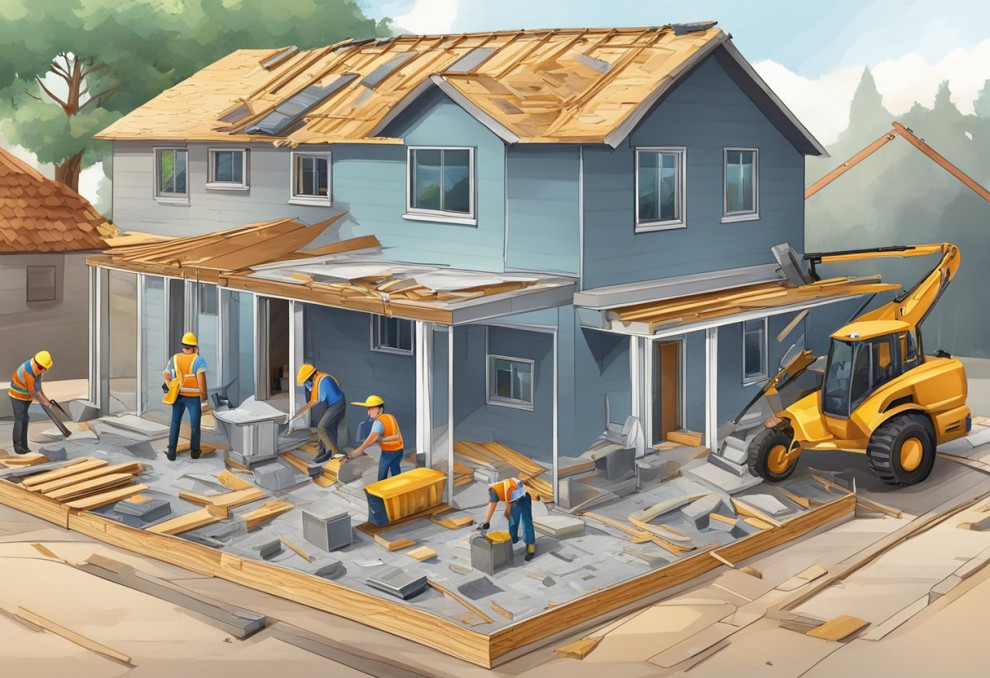 A house being repaired