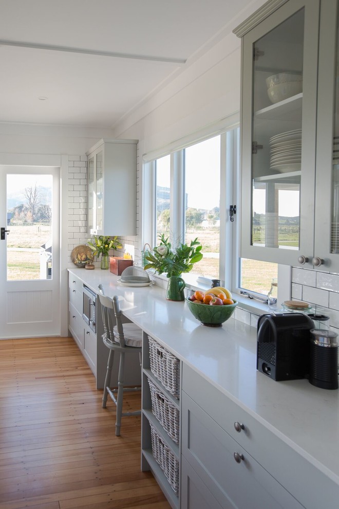 Kitchen bench are for prep and seating