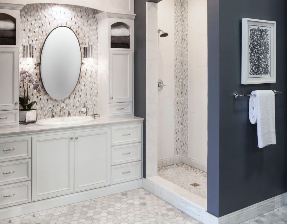 Style Profile: White Marble - Transitional - Bathroom - Minneapolis ...