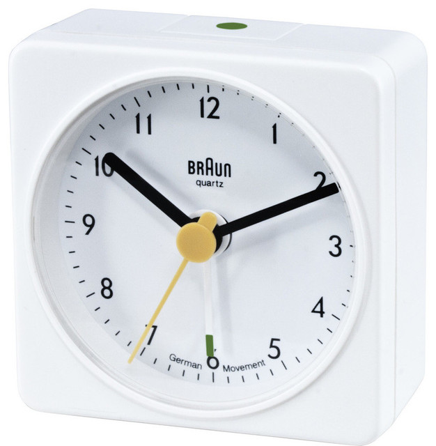 Braun Classic Square Alarm Clock, White Contemporary Alarm Clocks