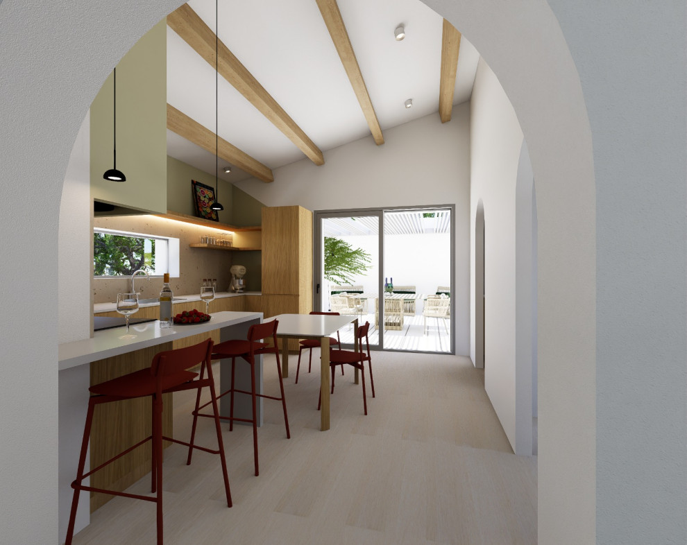 PROGETTO CON RENDER DI CASA IN LEGNO XLAM ECOSOSTENIBILE BIOCLIMATICA A MODICA
