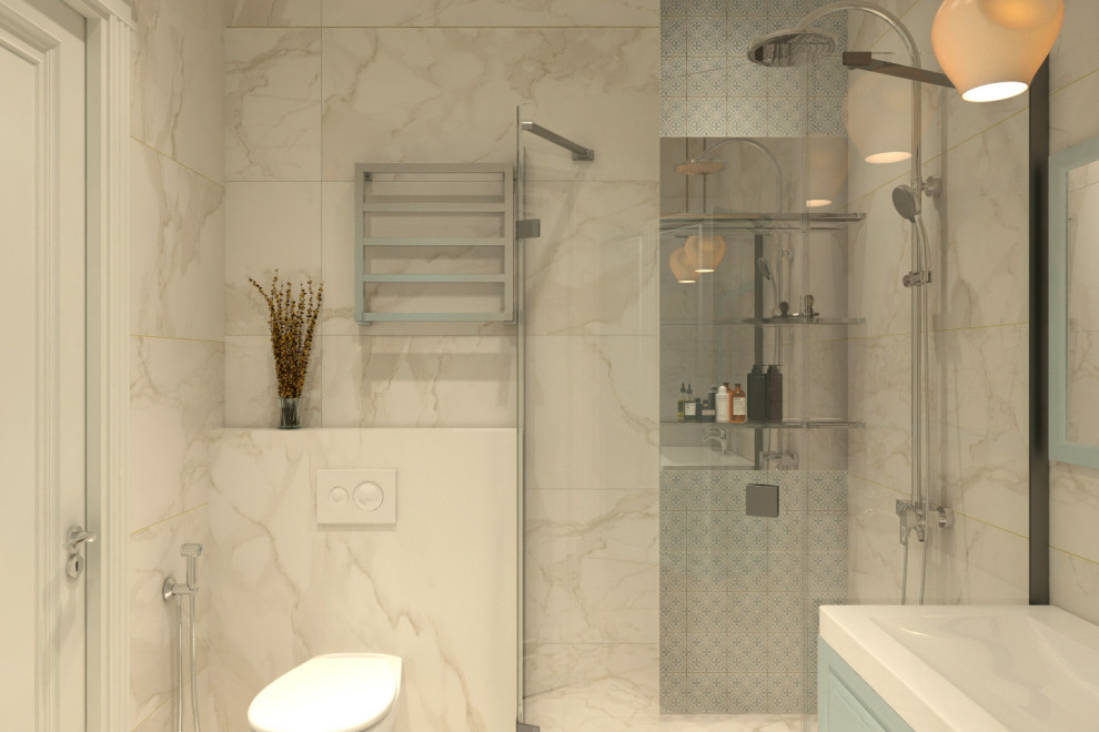 Квартира с голубыми стенами