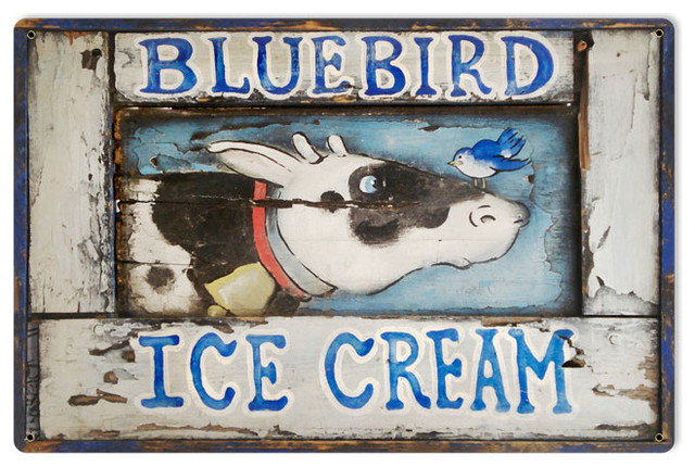 Blue Bird Ice Cream Vintage Metal Sign
