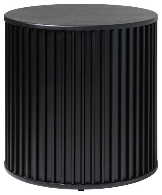 MidCentury Modern Round Pedestal Side Table, 24"W, Black Oak