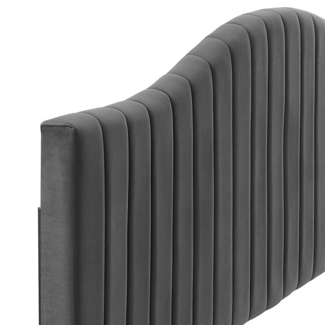 Brielle Channel Tufted Performance Velvet Twin Headboard - Transitional ...