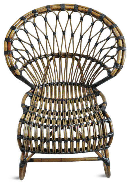 Perambu Chair Tea Stain Bamboo and Rattan Side Chair - Tropical - Armchairs And ...