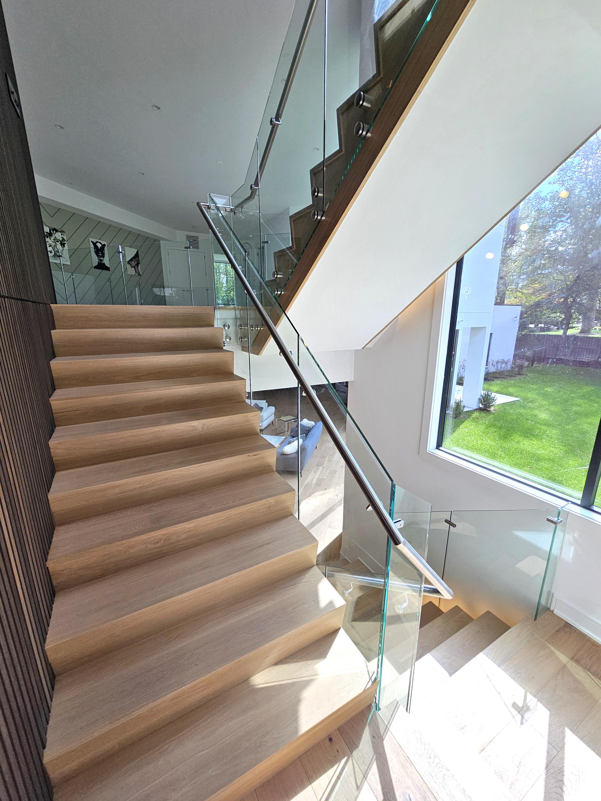 129_White Oak Slanted Riser Modern Stair, Mclean, VA 22102