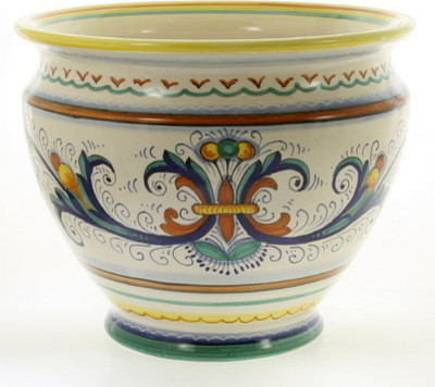 De Ruta Cachepot Ricco Deruta, Luxury Cachepot/Planter, 10d.x8h. - Mediterranean ...