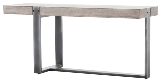 Frantz Asymmetrical Gray Metal Concrete Console Table Frantz Asymmetrical Gray Metal Concrete Console Table