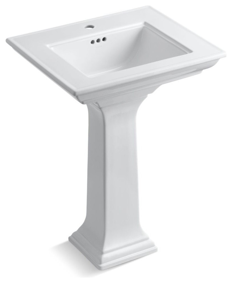 Kohler Memoirs Stately 24" Pedestal Bathroom Sink With Single Faucet Hole, White