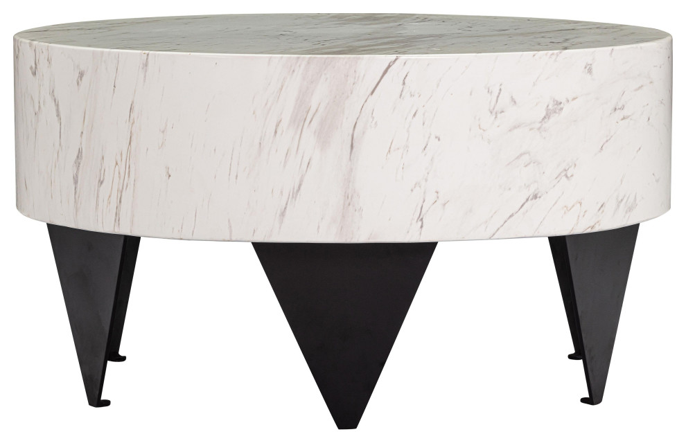 Mimi White Marble Coffee Table Transitional Coffee Tables by