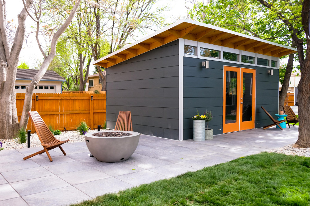 This is an example of a mid-sized contemporary shed and granny flat in Denver.