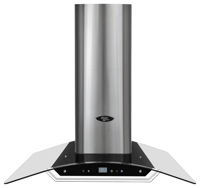 Modern Stainless Steel Wall Mount Range Hoods With Glass Canopy