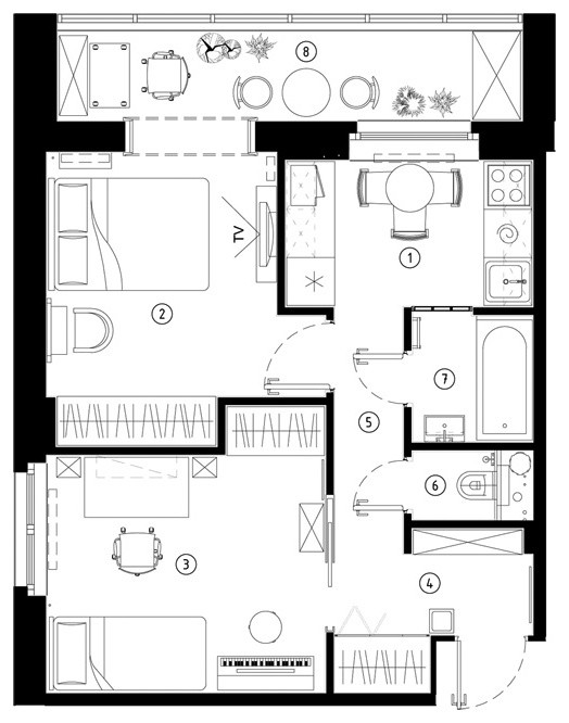 Двухкомнатная квартира в современном стиле
