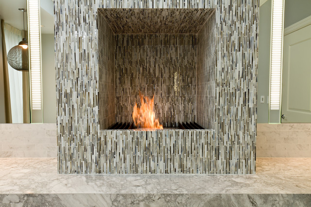 Glass Tile Fireplace - Modern - Living Room - Chicago - by The Tile Gallery