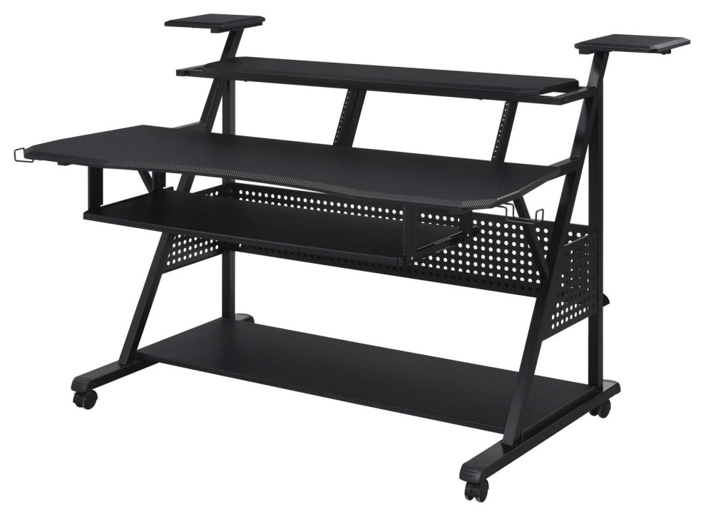 Rectangular Metal and Wooden Music Desk With Wheels Contemporary