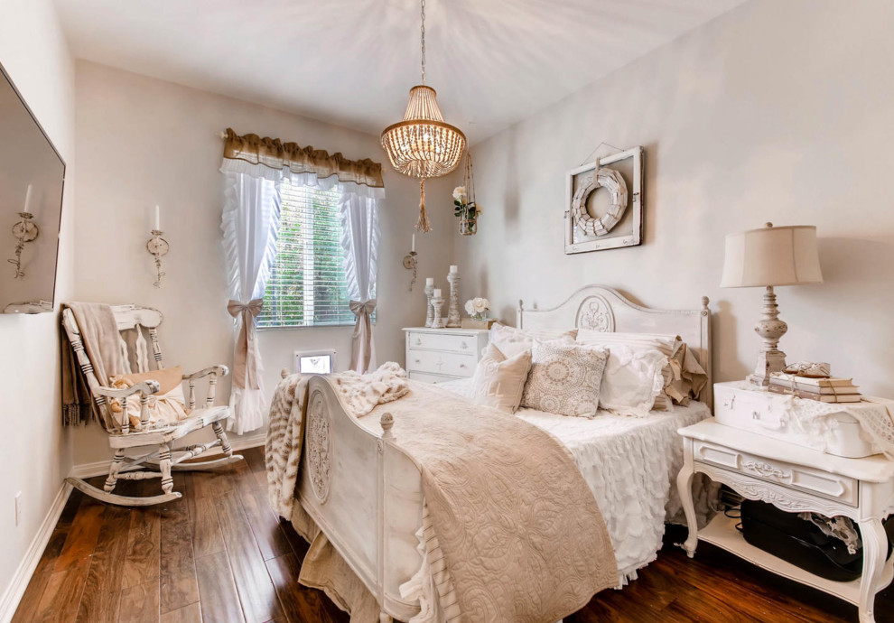 Modern Farmhouse - Adorable Shabby Chic Guest Bedroom with neutral & vintage decor, antique furniture, and cottage style elements.