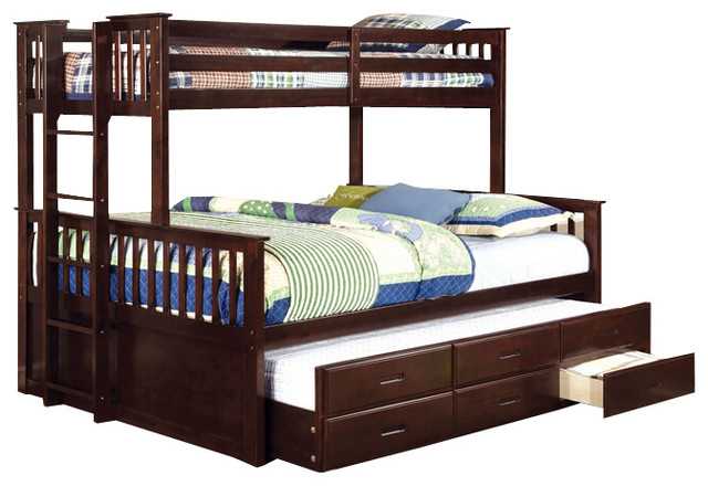 queen bunk bed with trundle